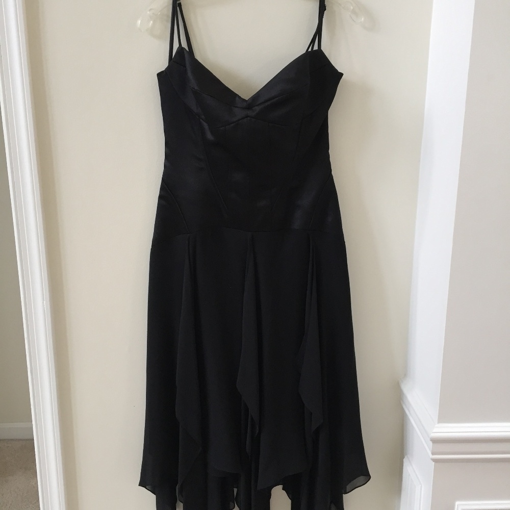 NWOT BCBG MaxAzria Black Lace Up Corset Style Chiffon Dress Retail $375 - Picture 1 of 8